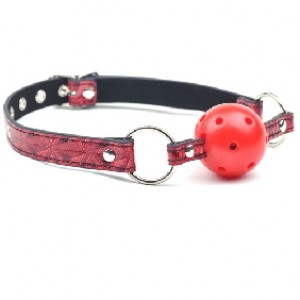 Ball Gag Embossed Strap RED